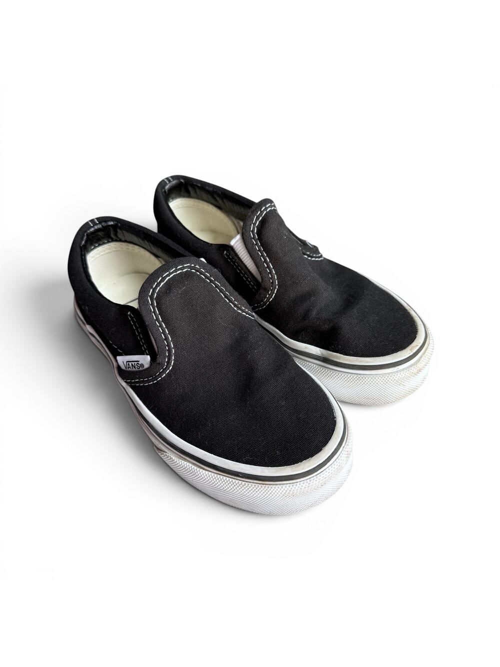 Vans Classic Slip-On Black Sneakers – Kids Size 11C – Excellent Used Condition